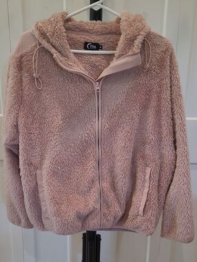 Zyia Active Blush Sherpa Teddy Zip-Up Hoodie